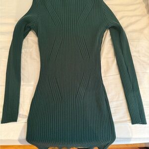 Lulu's Green Ribbed Mini Dress